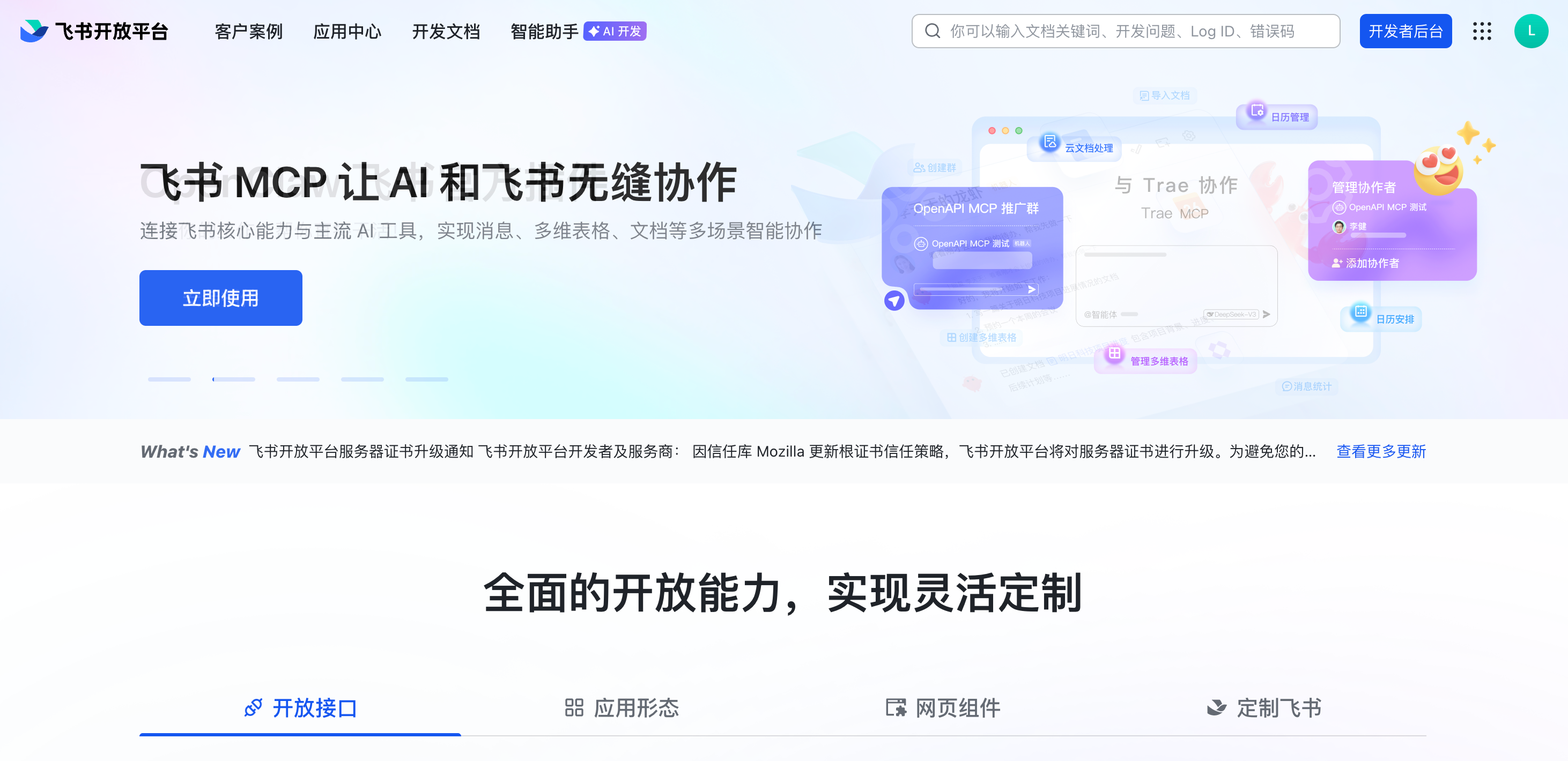 飞书开发者后台首页